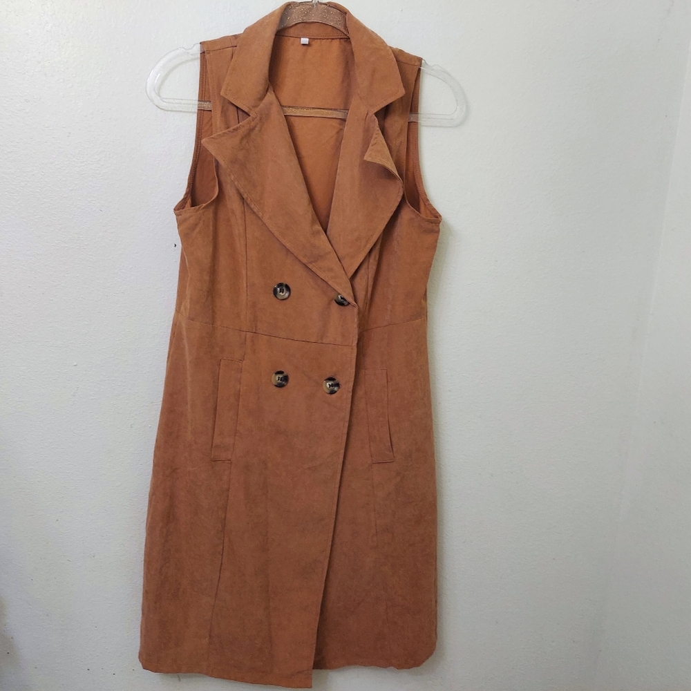 Ladies Knee Length Vest Cocoa Brown Small